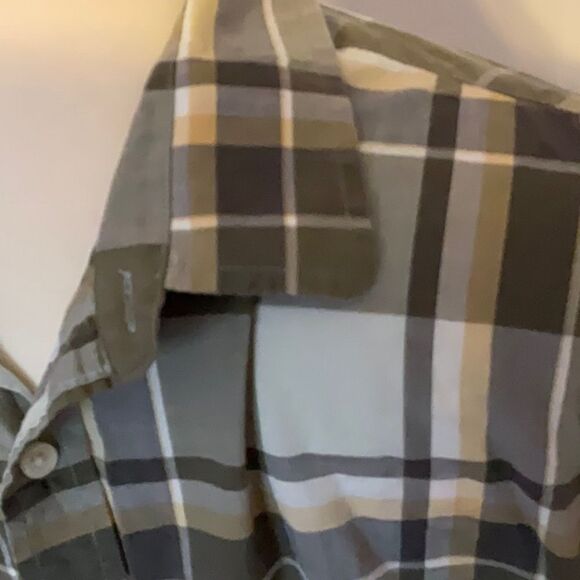Men’s Banana Republic Plaid Olive Cream Button Down Shirt XL - Picture 3 of 3